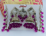 Gold Finish Kundan And Purple Bead Jhumka Earrings in Paris