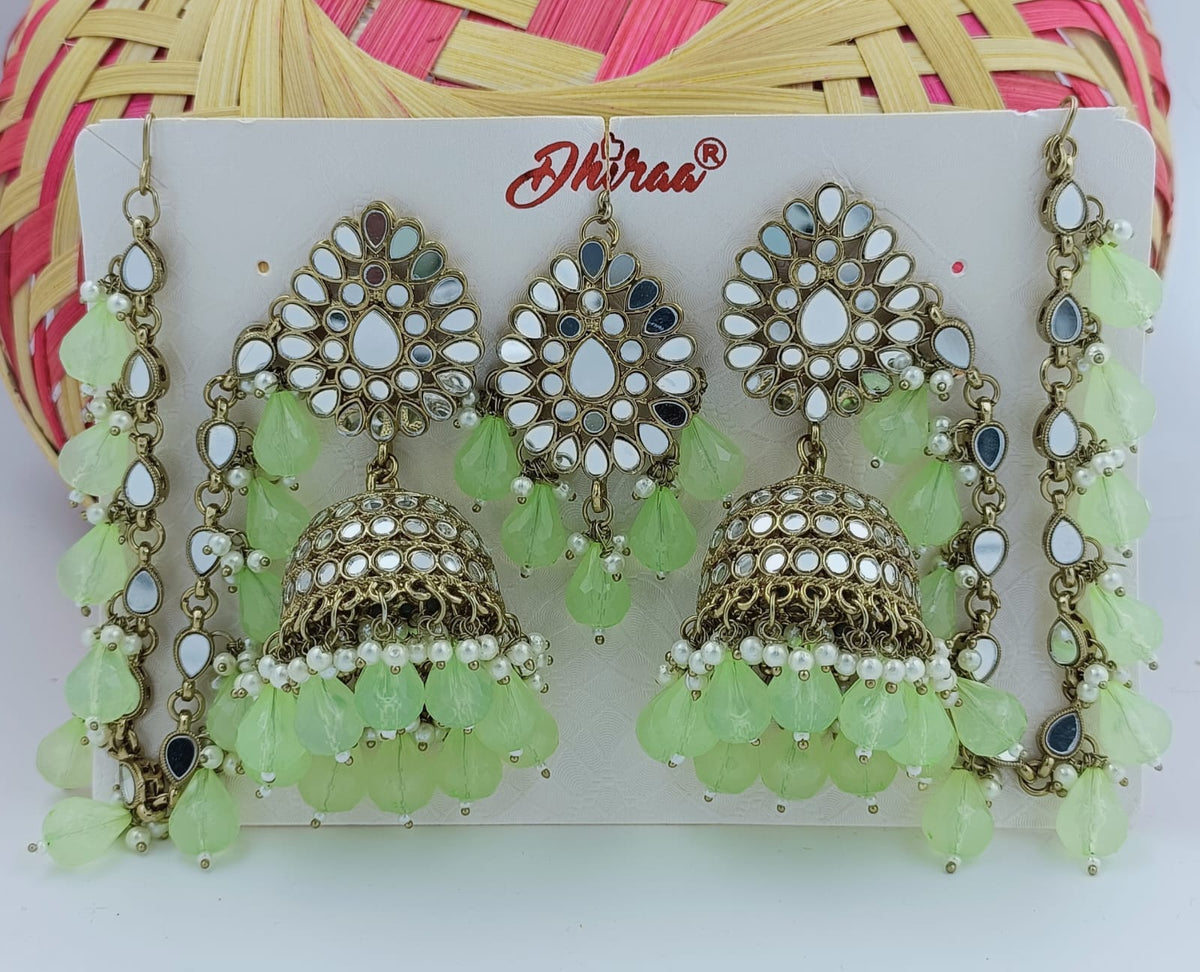 Gold Finish Kundan And Purple Bead Jhumka Earrings in Germany