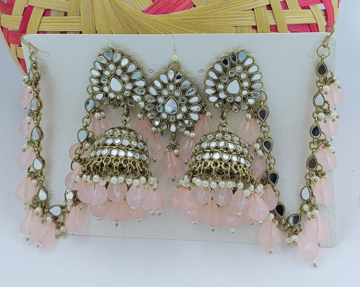 Gold Finish Kundan And Purple Bead Jhumka Earrings in Germany