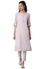Light Purple Round Neck Solid kurta in Essen