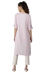 Light Purple Round Neck Solid kurta in Essen