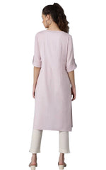 Light Purple Round Neck Solid kurta in Essen