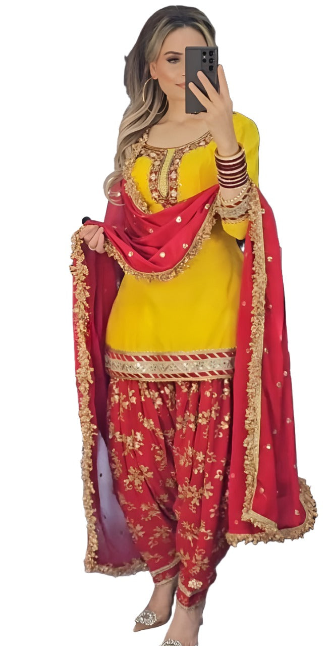Heavy Faux Georgette Sharara Suit in Munich