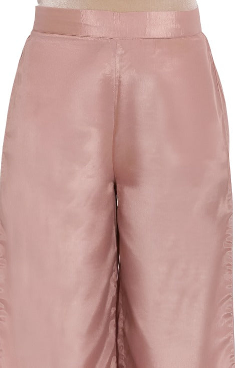 Dusky Pink Embroidered Parallel Pants in Munich
