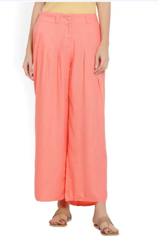 Women Regular Fit Pink Cotton Blend Trousers in Paris
