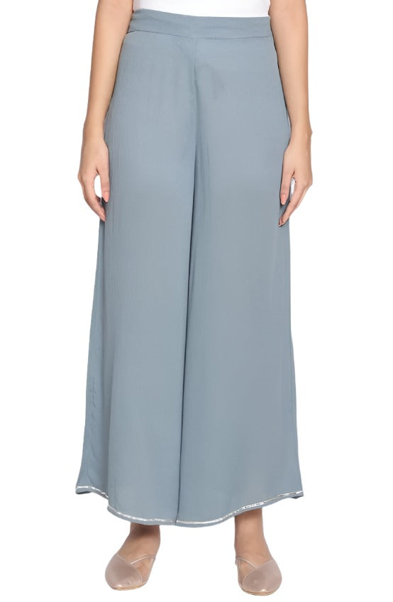 Women Light Blue Viscose Rayon Trousers in Paris