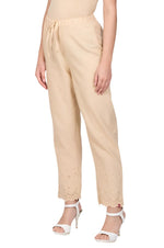 BEIGE COTTON FLAX PANTS IN ESSEN