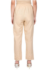 BEIGE COTTON FLAX PANTS IN ESSEN