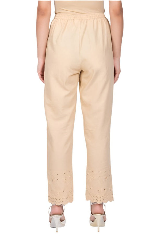 BEIGE COTTON FLAX PANTS IN ESSEN