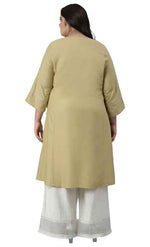 Green Solid Panelled A-line kurta in Munich