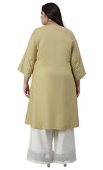 Green Solid Panelled A-line kurta in Munich