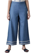 Blue Denim Pinstriped Parallel Pants in Germany