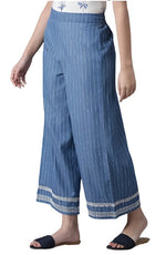 Blue Denim Pinstriped Parallel Pants in Germany