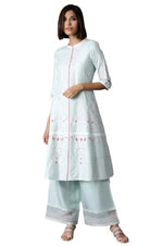 Sky Blue Shantung Parallel Pants in Paris