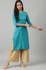 Teal Straight kurta With Sequin Highlight in Germany Namma Markt