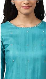 Teal Straight kurta With Sequin Highlight in Germany