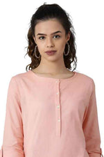 Peach Round Neck Solid kurta in Munich