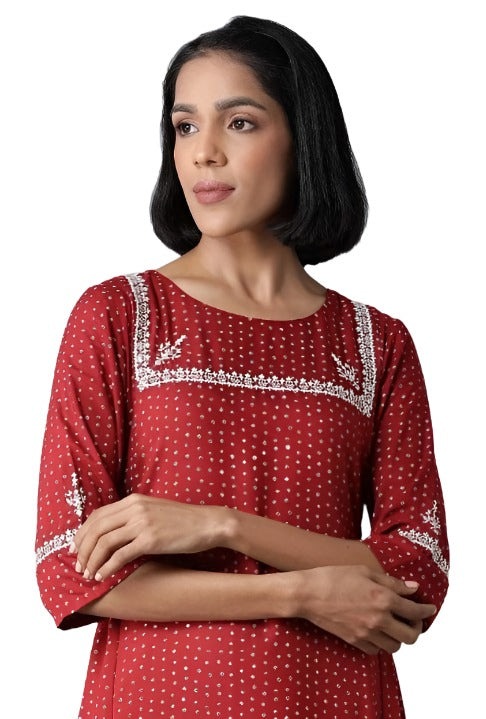 Brick Red Gathered kurta in Germany