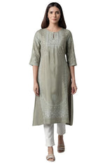 Green Paisley Print kurta In Paris