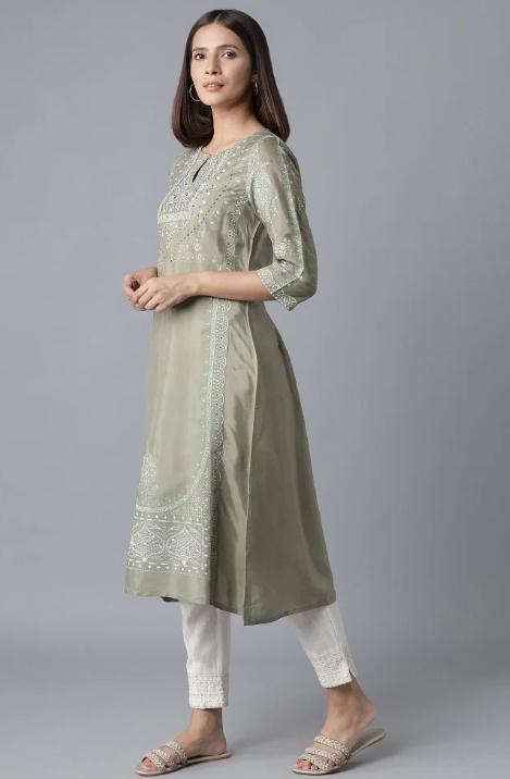 Green Paisley Print kurta In Paris