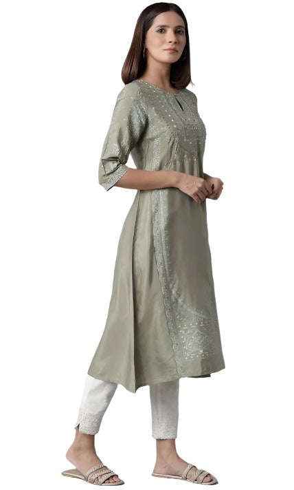 Green Paisley Print kurta In Paris