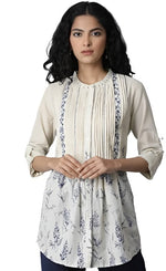 Ecru Floral Printed A-line Top in Germany