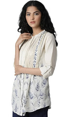 Ecru Floral Printed A-line Top in Germany
