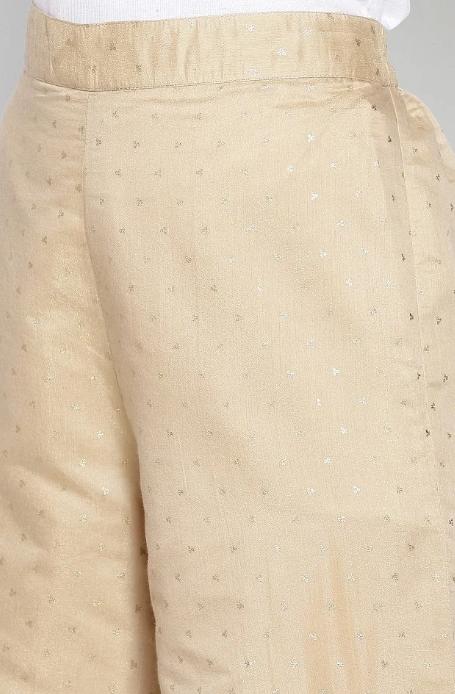 Beige Printed kurta Palazzo Dupatta Set in Essen