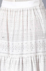 Ecru Glitter Printed Tiered Skirt in Paris