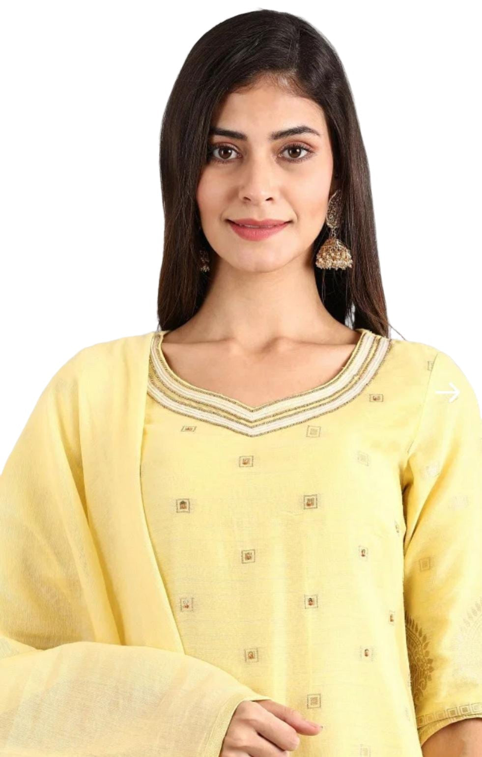 Yellow Sweetheart Neck kurta Set in Munich