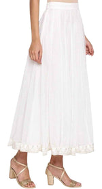 Ecru Flared Mesh Skirt in Essen