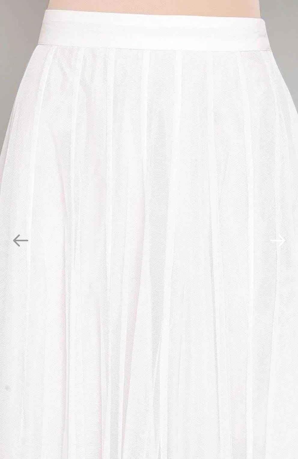Ecru Flared Mesh Skirt in Essen