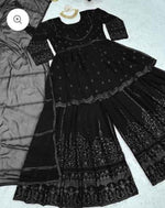 Black georgette thread embroidery palazzo suit in Berlin