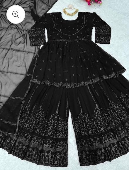Black georgette thread embroidery palazzo suit in Berlin