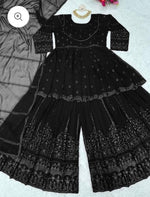 Black georgette thread embroidery palazzo suit in Berlin