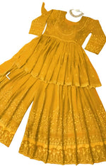 Yellow georgette thread embroidery work   designer palazzo suit in Essen