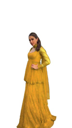 Yellow georgette thread embroidery work   designer palazzo suit in Essen