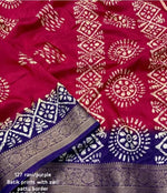 Printed Soft Cotton Crepe Silk Saree Jacquard Border in Essen
