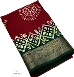 Printed Soft Cotton Crepe Silk Saree With Jacquard Border in Paris