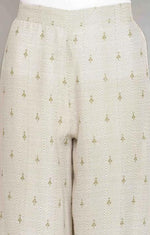 Ecru and Olive Printed Parallel Pants in Paris