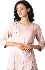 Peach Striped Cotton Dobby kurta In Round Neck in Berlin