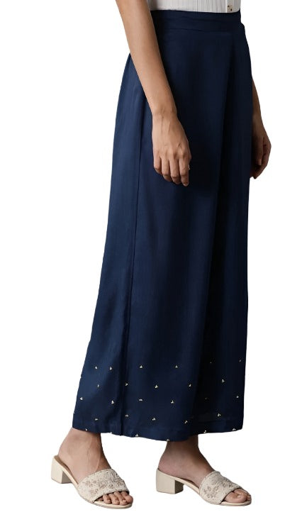 Navy Blue Sequin Parallel Pants in Germany