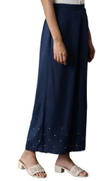 Navy Blue Sequin Parallel Pants in Germany