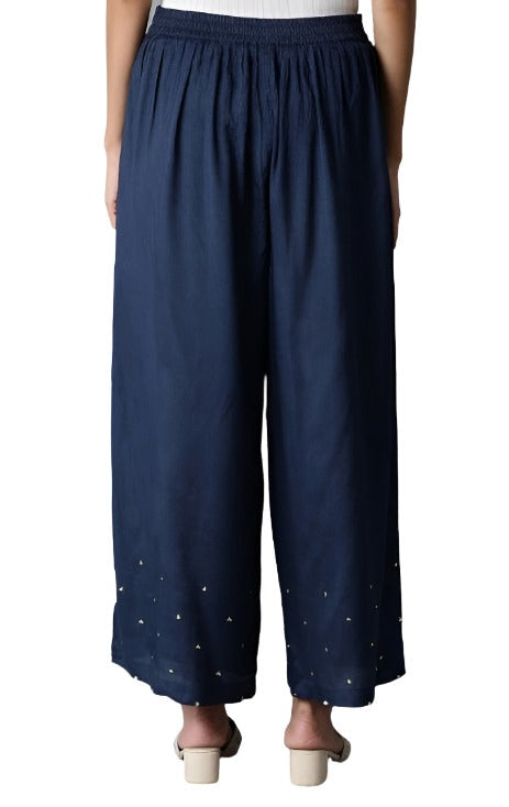 Navy Blue Sequin Parallel Pants in Germany