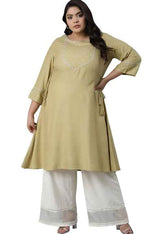 Green Solid Panelled A-line kurta in Berlin