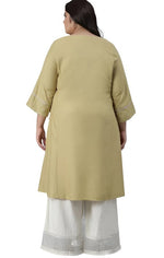 Green Solid Panelled A-line kurta in Berlin