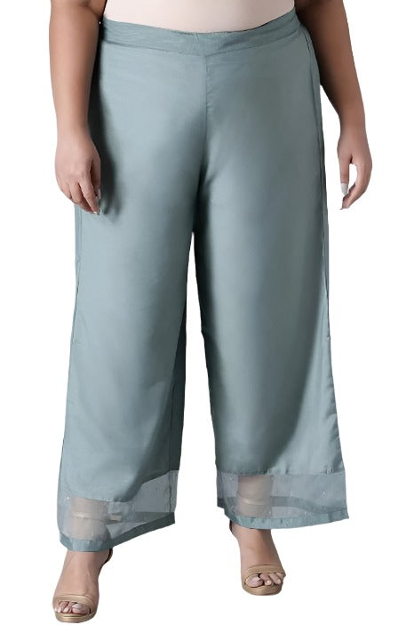 Sea Green Solid Parallel Pants in Essen