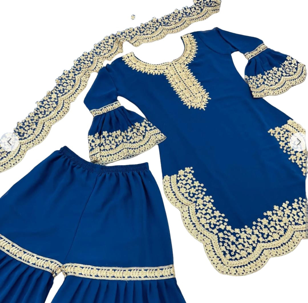 Faux Georgette Embroidery Plazzo Suit in Paris