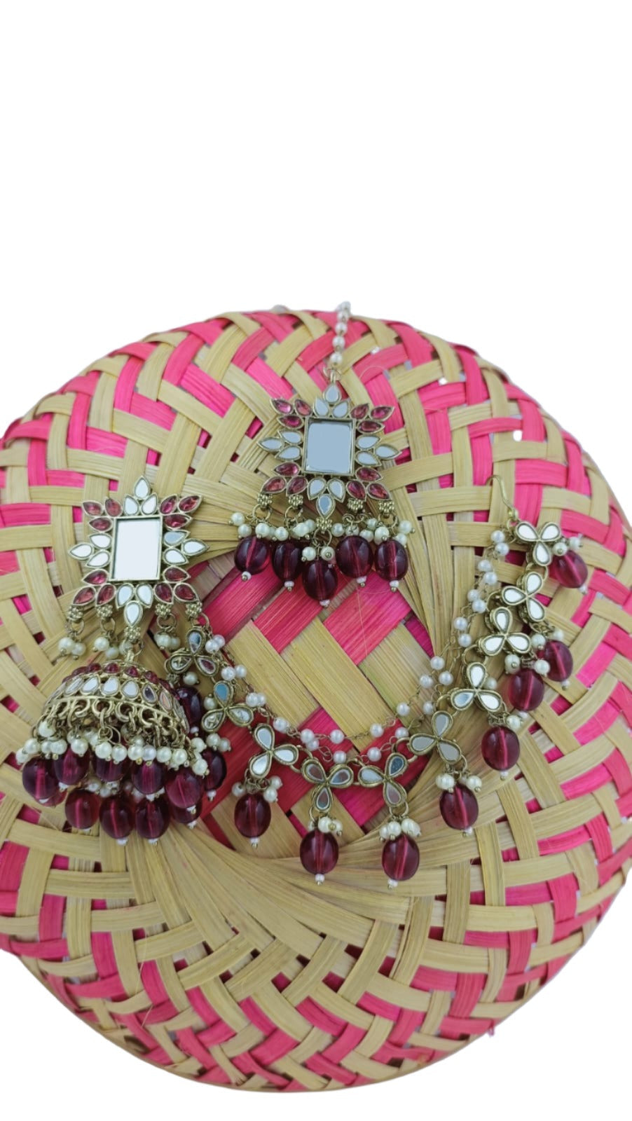 Mirror work Earrings & Maang Tikka set in Germany