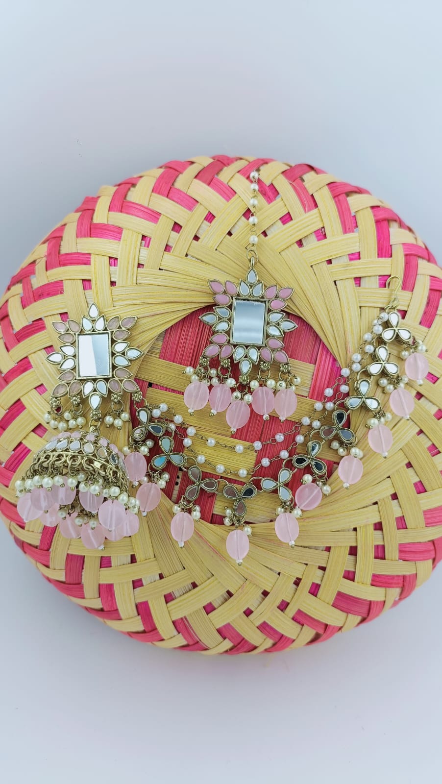 Mirror work Earrings & Maang Tikka set in Germany
